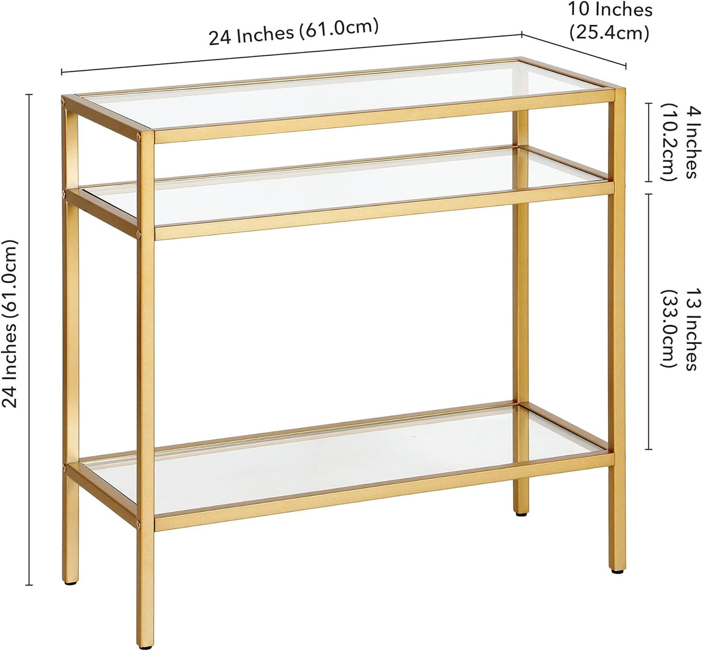 Henn&Hart Sivil Side Table, 24" Wide, Gold