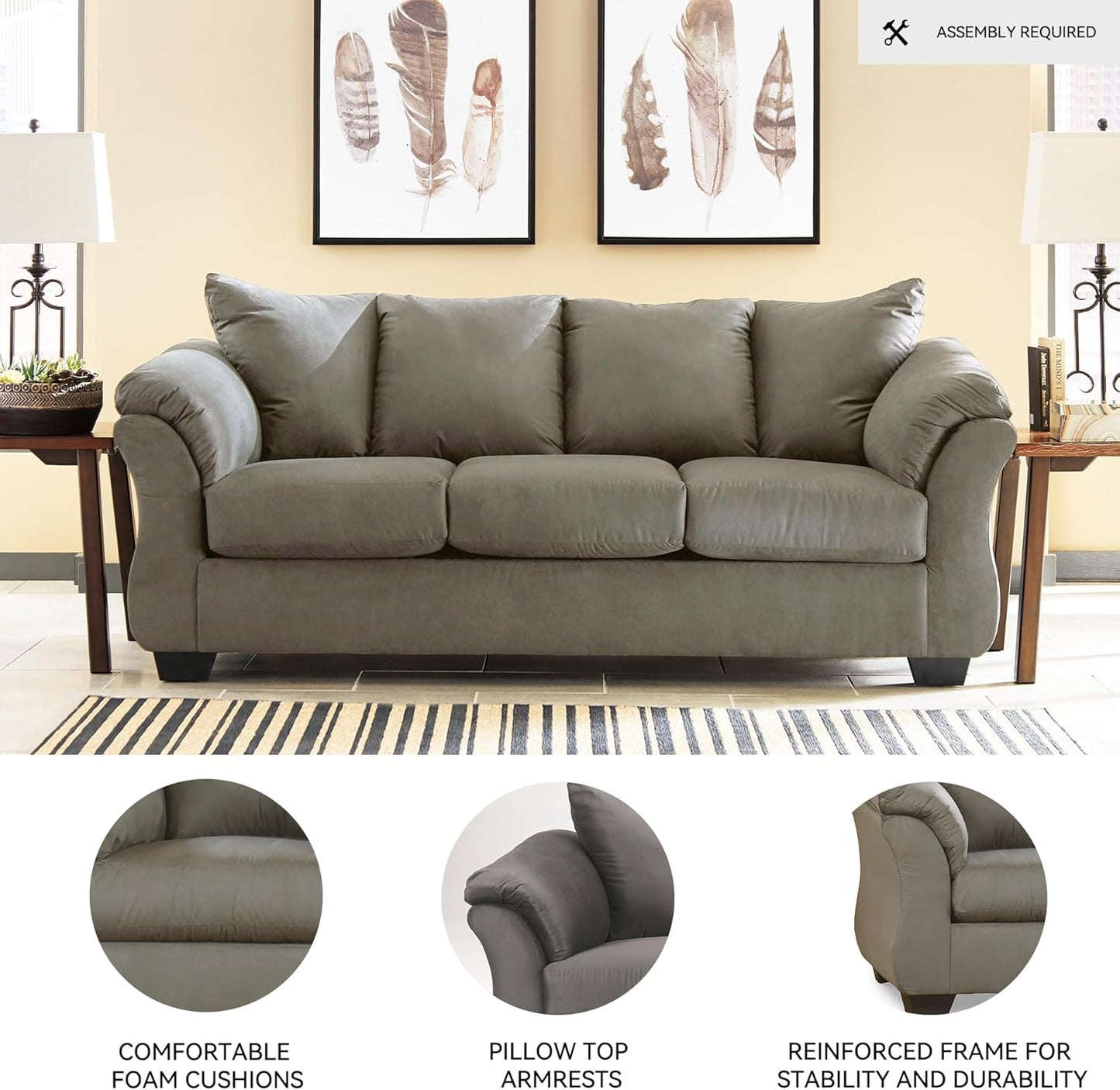 Signature Design by Ashley Darcy Casual Plush Sofa, Grayish Brown