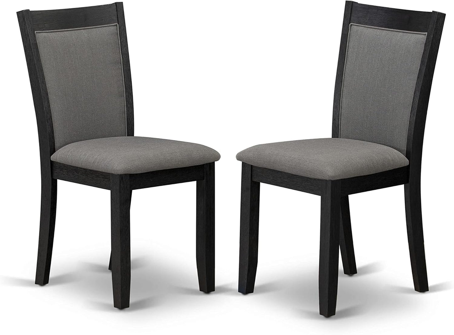 X12MZ-006-50 - 13-piece Dining Room Table Set a Rectangular Kitchen Table and 12 Dark Gotham Grey Linen Fabric Dining Chair, 39x120 Inch, Wire Brushed Black