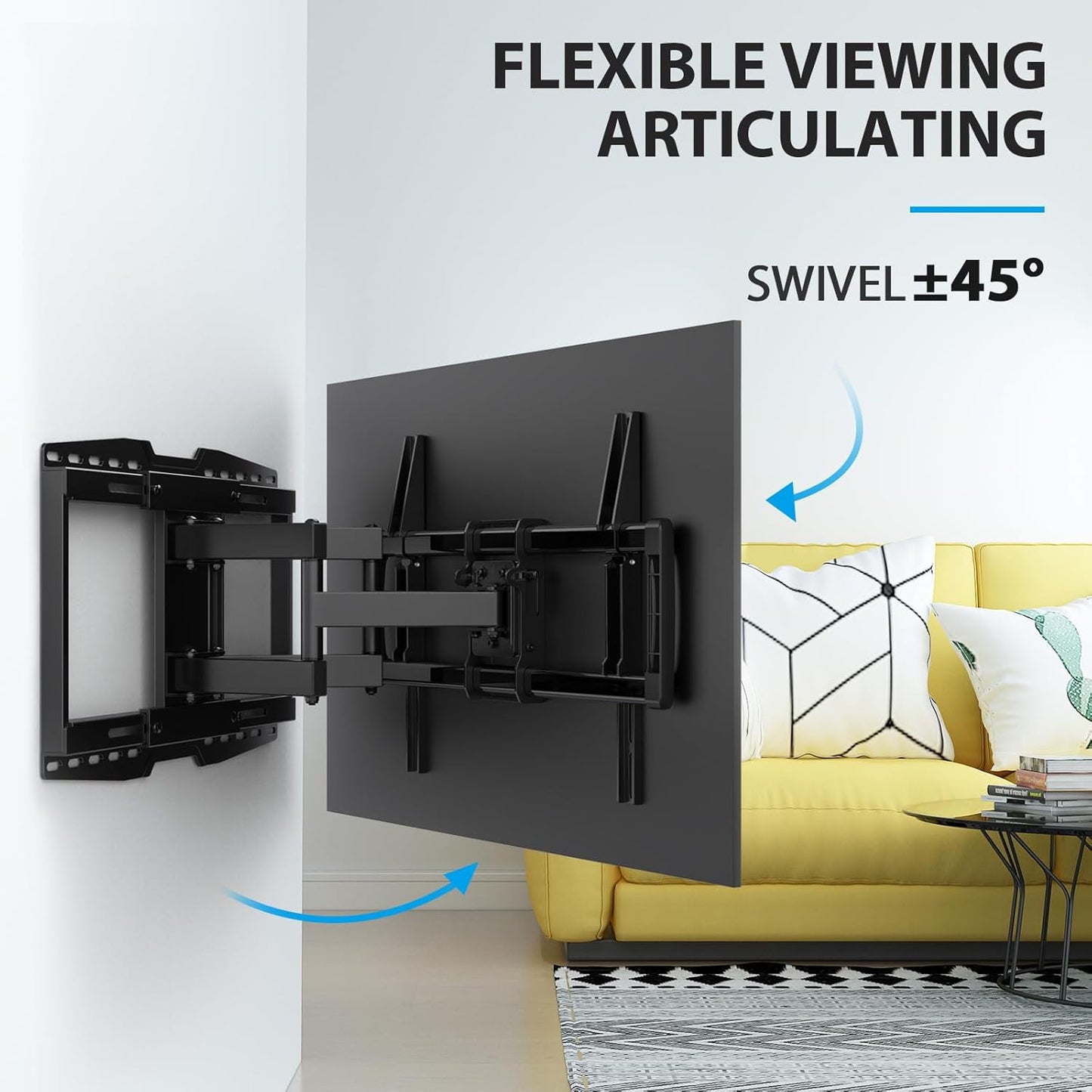 32-90" Full Motion Sliding TV Wall Mount, Fits 16" 18" 24" Wood Studs, Wall Mount TV Bracket with Smooth Swivel, Tilt, Extension, Holds up to 150lbs, Max VESA 600x400mm, Fit Most 75 85 86 TVS