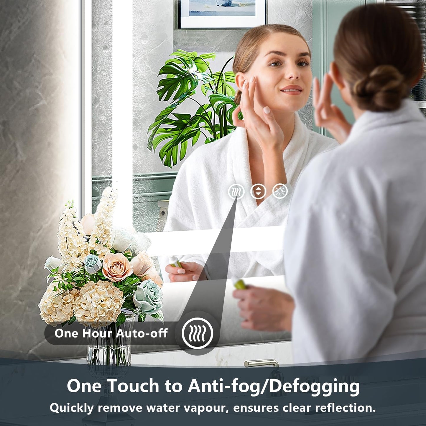 24x32 Inch LED Bathroom Mirror with Lights Front and Backlit Lighted Vanity Mirror for Bathroom Wall with 3 Colors Dimmable Anti-Fog Memory Shatter-Proof IP54 Waterproof Horizontal/Vertical