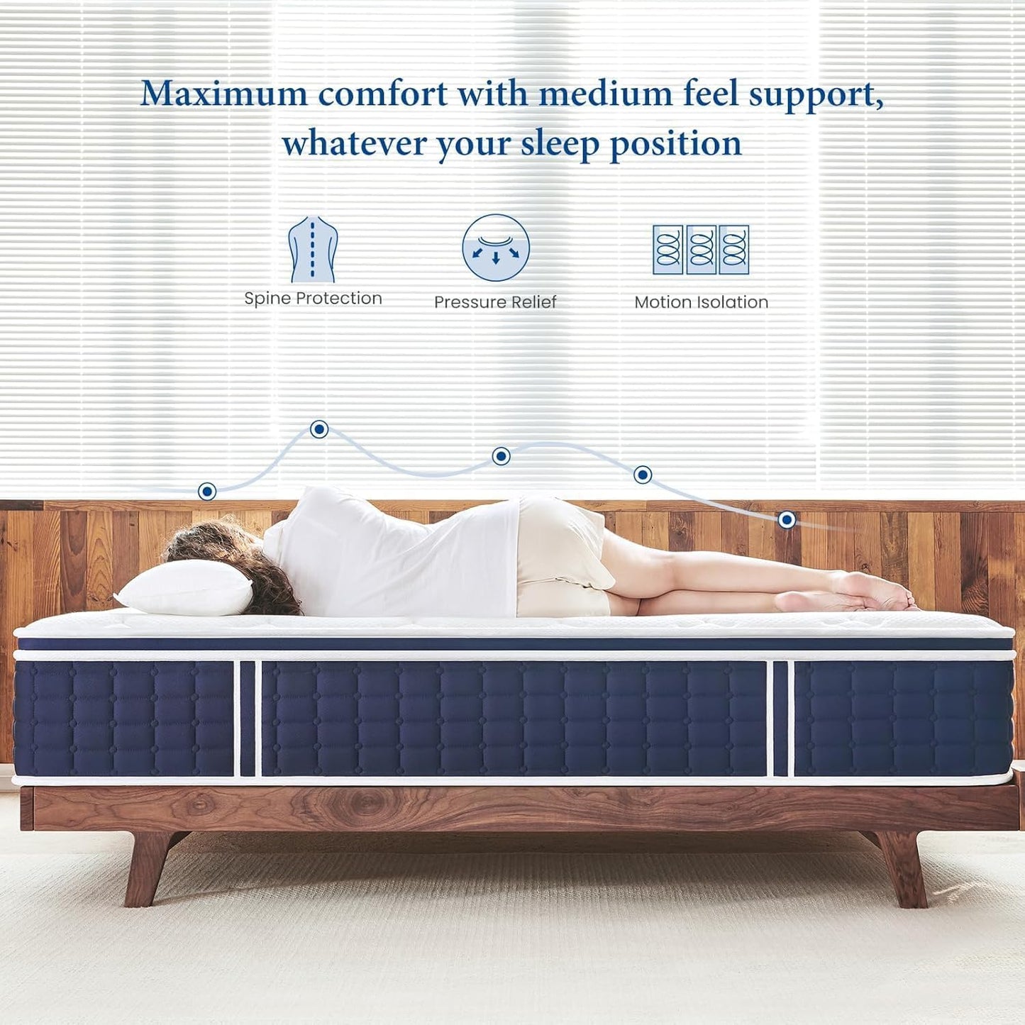 King Mattress 12 inch, Tight Top Deep Sleep Mattresses with Extra Lumbar & Hip Support, Medium to Firm Hotel Collection Hybrid Sleep System for Supportive, Breathable Bed in a Box King Size