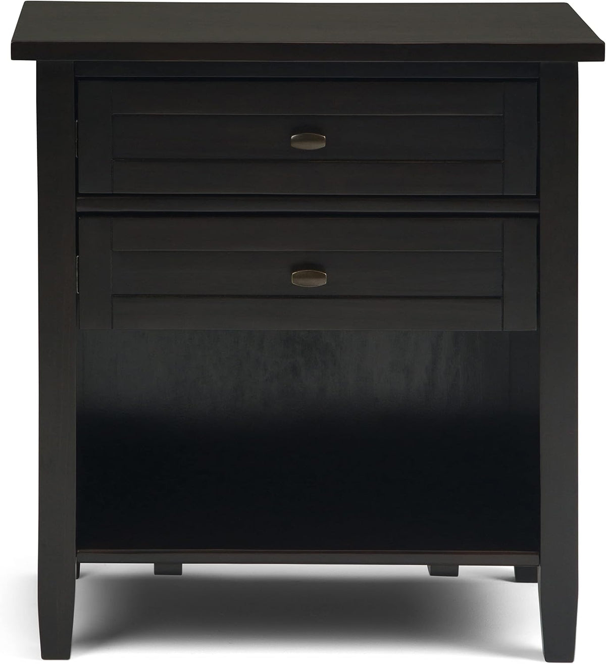 SIMPLIHOME Warm Shaker SOLID WOOD 24 Inch Wide Transitional Bedside Nightstand Table in Hickory Brown, For the Living Room and Bedroom