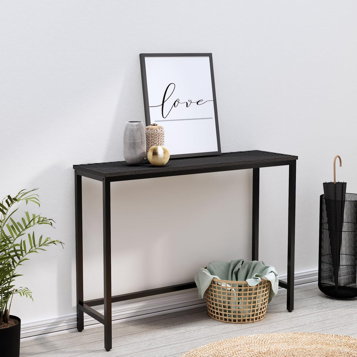 39.4” Console Table, Hallway Entrance Table Sofa Table Behind Couch, for Living Room, Entryway, Easy Assembly, Accent Table, Black
