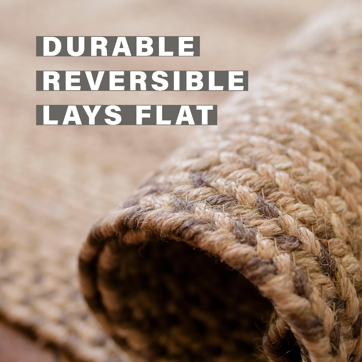 Cookie Dough Oval Braided Rugs 20x30 - Brown Entryway Rug of Jute for Rustic Farmhouse Decor