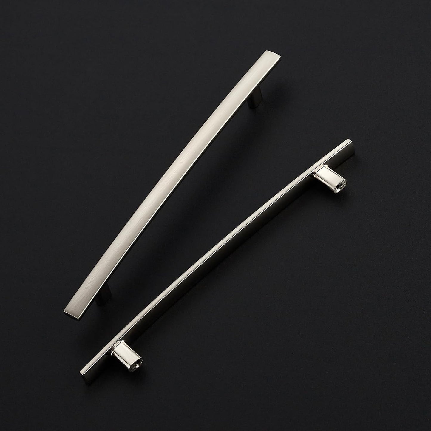 30 Pack Cabinet Handles 6.25" Hole Center - Curved Cabinet Pulls Brushed Nickel Drawer Pulls for Kitchen Cupboard Solid Hardware for Dresser Drawer Arch Hardware