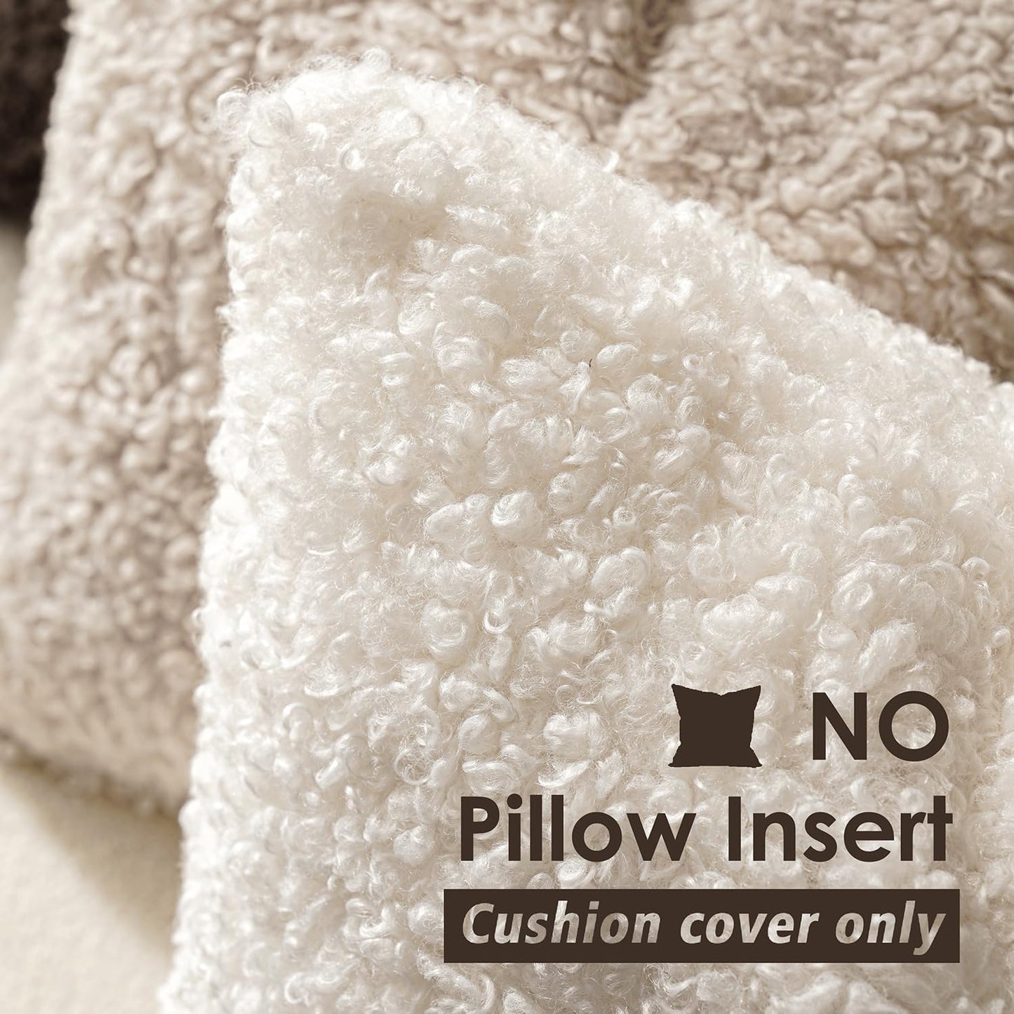 Foindtower 2 Pieces 26x26 Inch White, Faux Fur Throw Pillow Cover Accent Sherpa Pillow Fuzzy Soft Pillowcases Sheepskin Decorative Fleece Cushion Case for Bed Couch Living Room