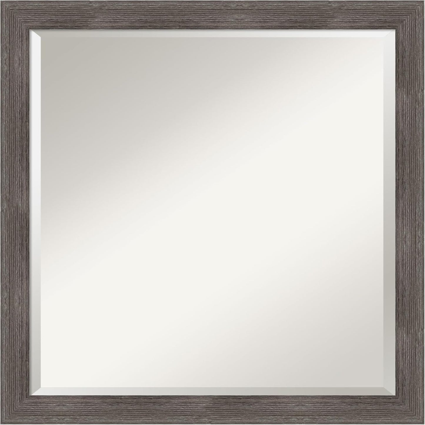 Amanti Art Grey Wall Mirror 23x23 Pinstripe Lead Grey Square Bathroom Mirror for Wall Decor Living Room, Medium Modern Wood Frame, Hangs Horizonally and Vertically, Bathroom Decor, Beveled Edge