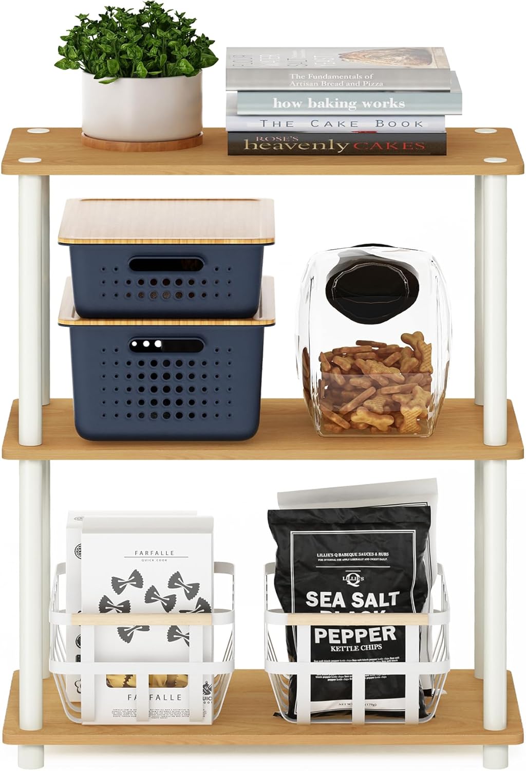 Furinno Turn-N-Tube Display Rack, 3-Tier Single, Beech