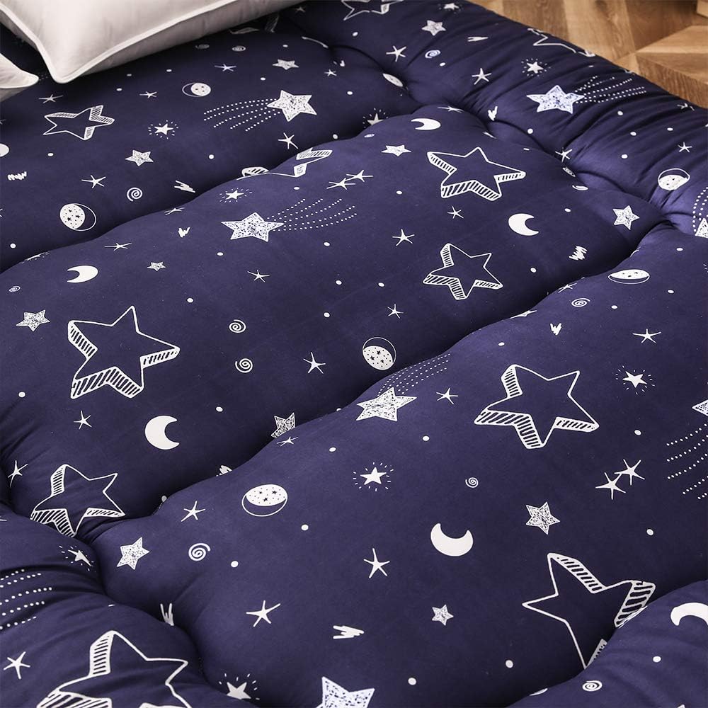 Navy Star Futon Mattress Japanese Floor Mattress Tatami Floor Mat Foldable Bed Portable Camping Mattress Kids Sleeping Pad Floor Lounger Couch Bed Queen Size