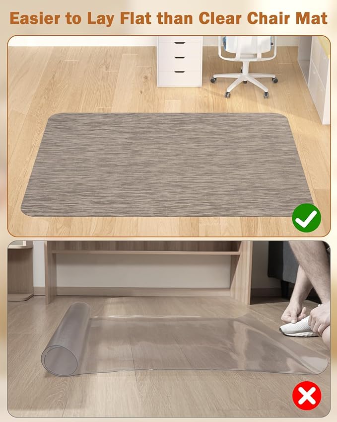 Blvornl Office Chair Mat for Hardwood Floor, 45"*53.1" Desk Computer Chair Mat for Hard Wood, Large Anti-Slip Hard Floor Protector Rolling Chair Mat, PVC Mat Desk Rug for Office and Home Dark Brown