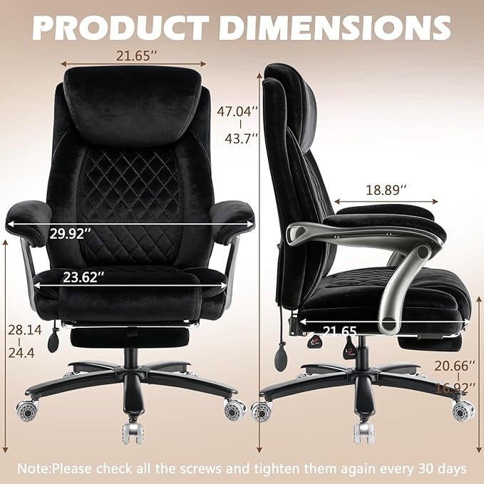 600LBS Reclining Heavy Duty Office Chair with 5D Flip Arms, Big and Tall Office Chair with Pocket Spring Cushion, Large High Back with Adjustable Lumbar Support,Dual Rubber Wheel