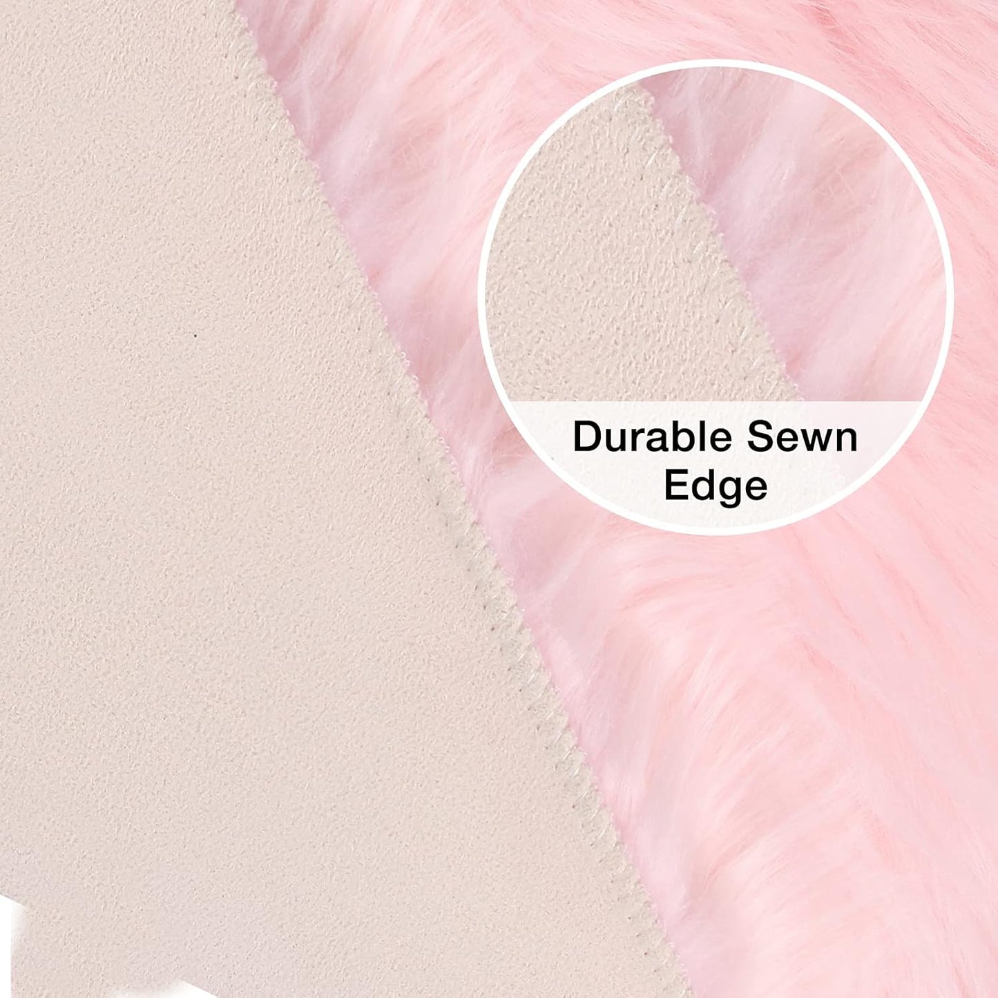 duduta Pink Faux Sheepskin Round Rug 4x4 ft, Fluffy Shag Fur Bedroom Nursery Girls Playroom Rug Dorm Decor Non Slip Washable