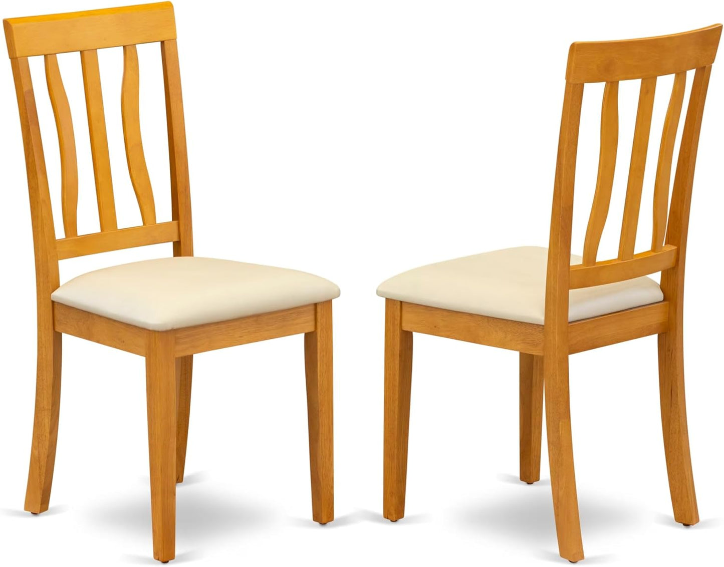East West Furniture MZAN3-OAK-LC 3 Piece Kitchen Table & Chairs Set Contains a Rectangle Dining Table with Dropleaf and 2 Faux Leather Dining Room Chairs, 36x54 Inch, Oak