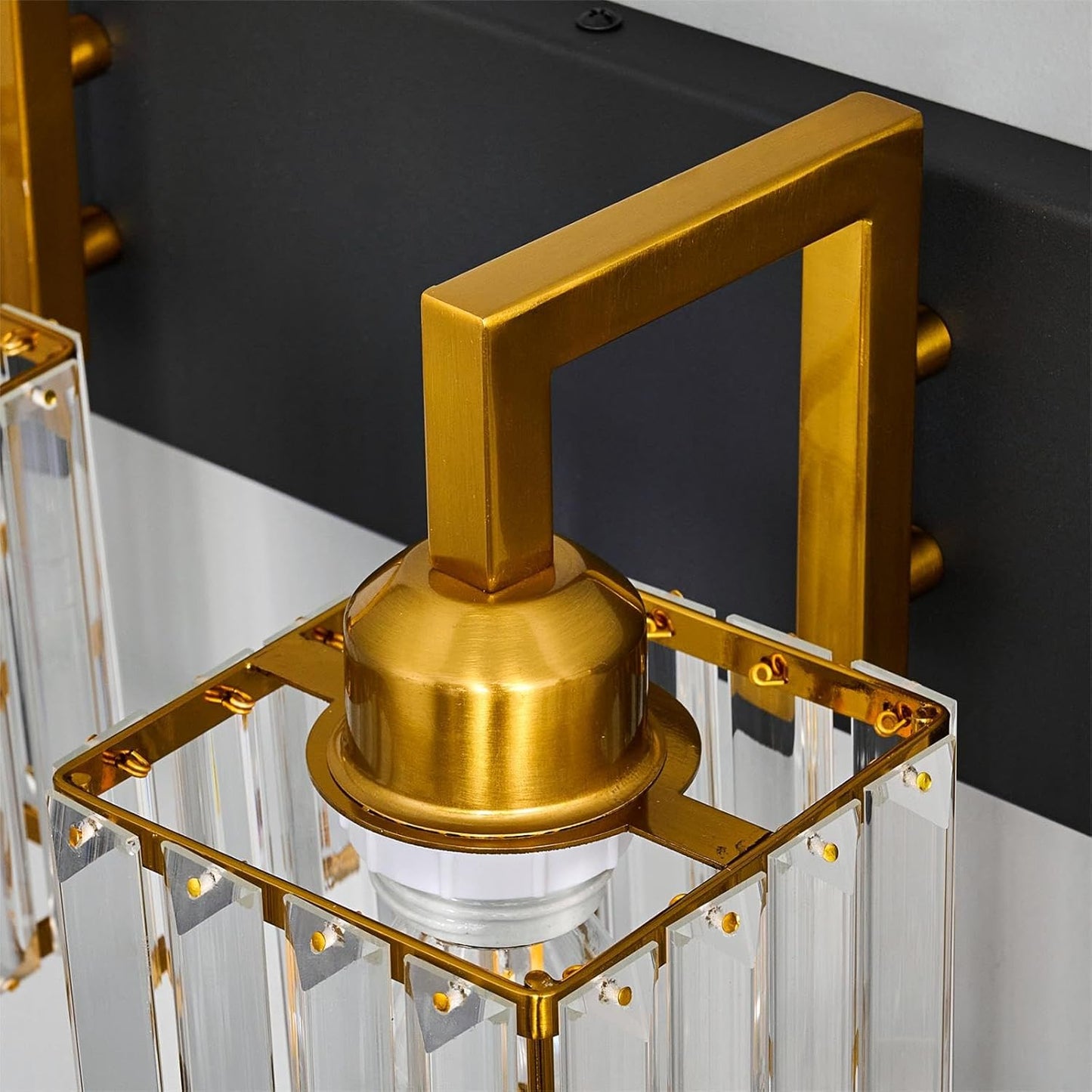 Modern Bathroom Vanity Light 5-Lights Black Gold Crystal Wall Lamp Bathroom Modern Crystal Vanity Lighting