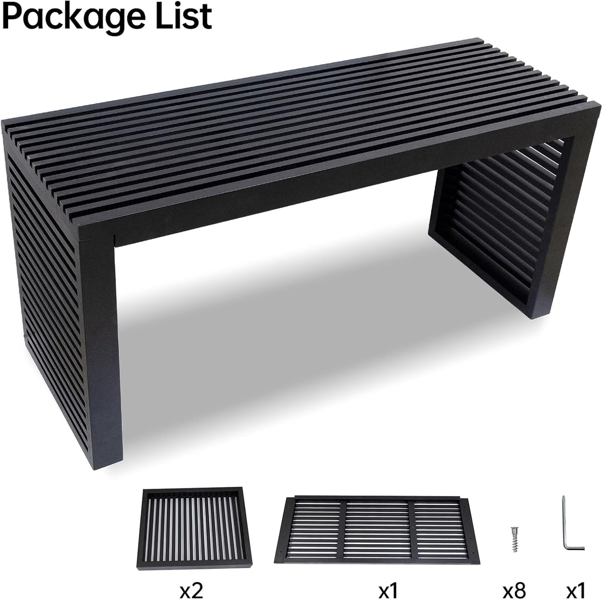 Bamboo Dining Bench, 35 inch Entryway Bench, Indoor Kitchen Table Bench for Entryway Dining Room Living Room Bedroom End of Bed-Black