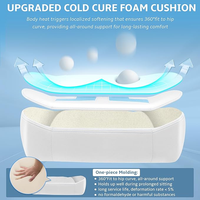 Ergonomic Gaming Chair, Computer Desk Chairs, 4D Armrests, High Back Office Chair with Headrest & Lumbar Pillow, Tilt Rocker Recliner, Heavy-Duty Base, White PU Leather & Blue Suede Combo