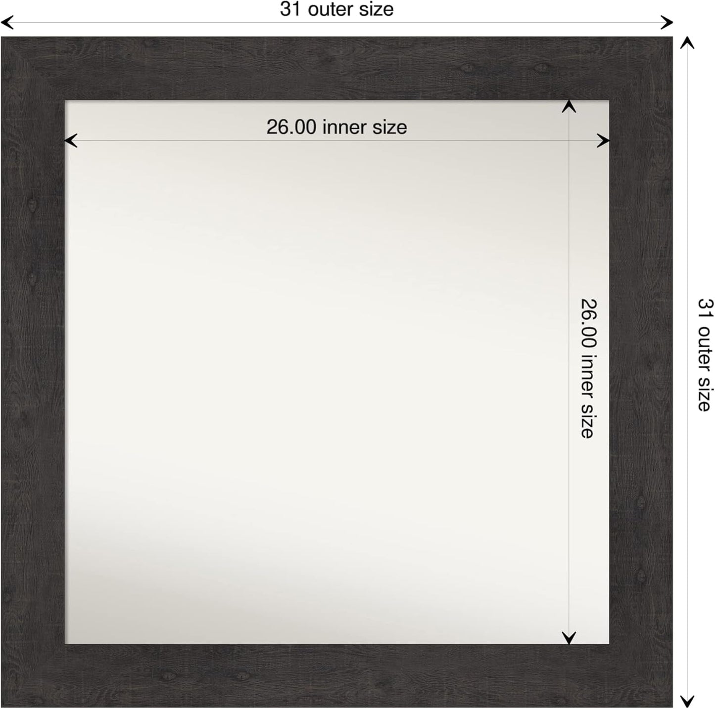 Amanti Art White Bathroom Mirror for Over Sink, 32x32 Ridge White Square Vanity Mirror, Large Traditional Frame, Hangs Horizonally and Vertically, Bathroom Wall Decor, Non-Beveled Edge from WI, USA