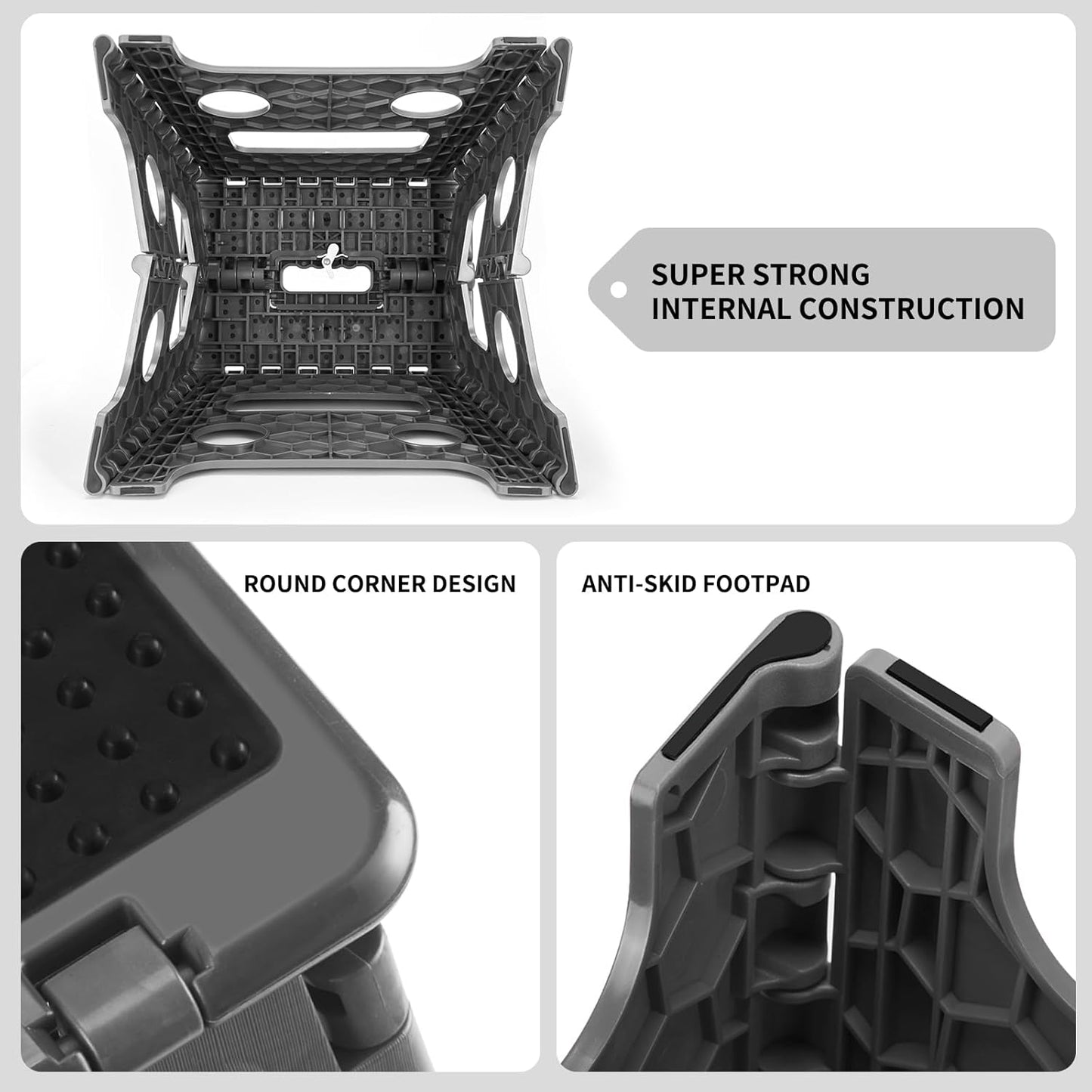 Delxo Folding Step Stool 13 inch Height Heavy Duty Foldable Step Stools,Kitchen Small Collapsible Fold Up Stepping Stool 1 Pack in Grey Dotted Texture