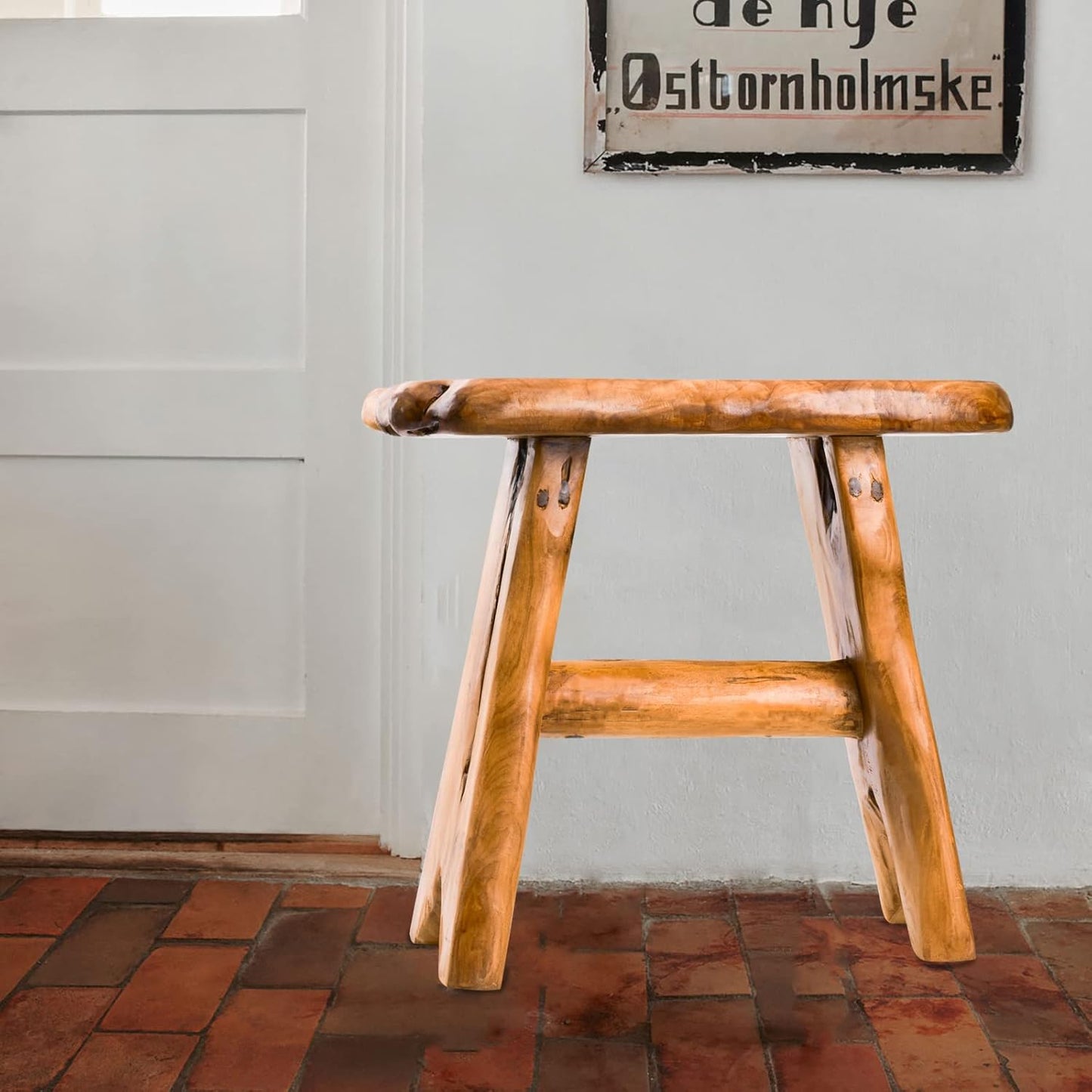 Wood Step Stool, Unique Design Live Edge Wood Stool, Freeform Natural Plant Stand for Garden, Yard, Living Room, Bedroom