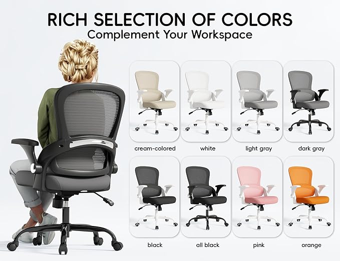 TRALT Office Chair - Ergonomic Office Chair with Back Support, Home Office Desk Chairs, 330lbs Wide Seat Big and Tall Office Chairs, Comfy Desk Chair for Work, Study, Office, Gaming (Black Grey)