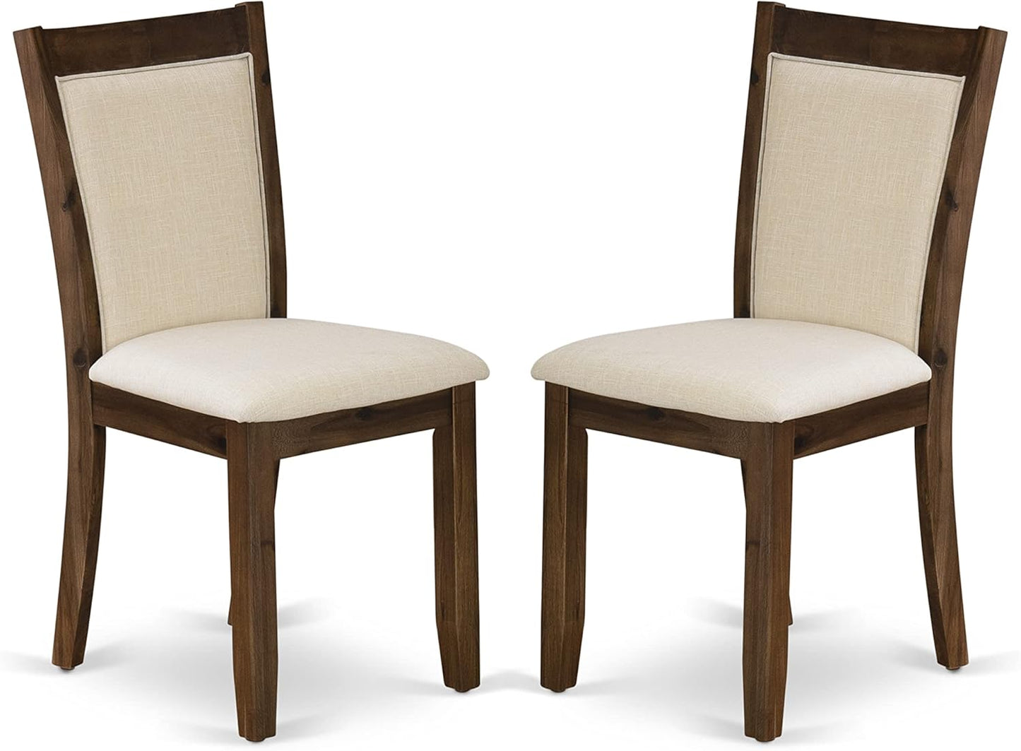East West Furniture X797MZN32-5 5 Piece Dining Set Includes a Rectangle Dining Room Table with X-Legs and 4 Light Beige Linen Fabric Upholstered Parson Chairs, 40x72 Inch, Multi-Color