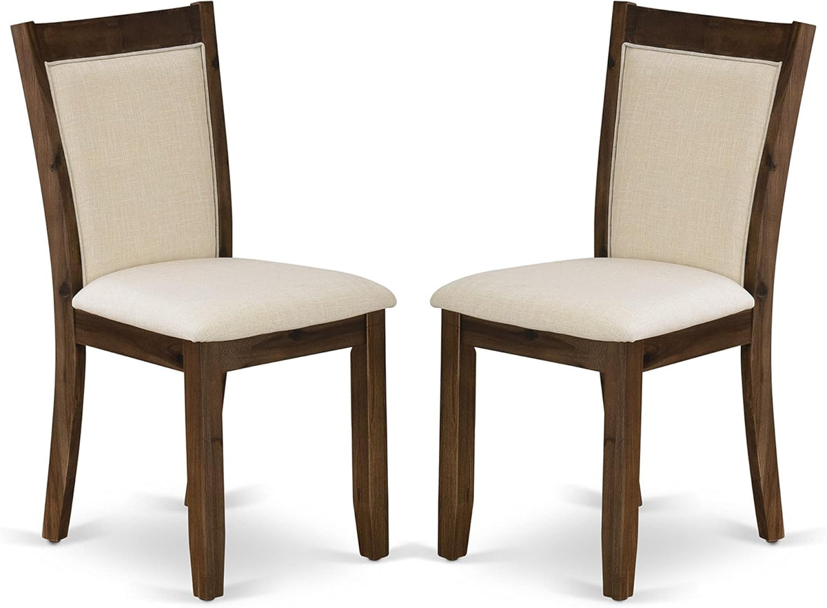 East West Furniture X797MZN32-6 6 Piece Dining Set Contains a Rectangle Dining Room Table with X-Legs and 4 Light Beige Linen Fabric Upholstered Chairs with a Bench, 40x72 Inch, Multi-Color