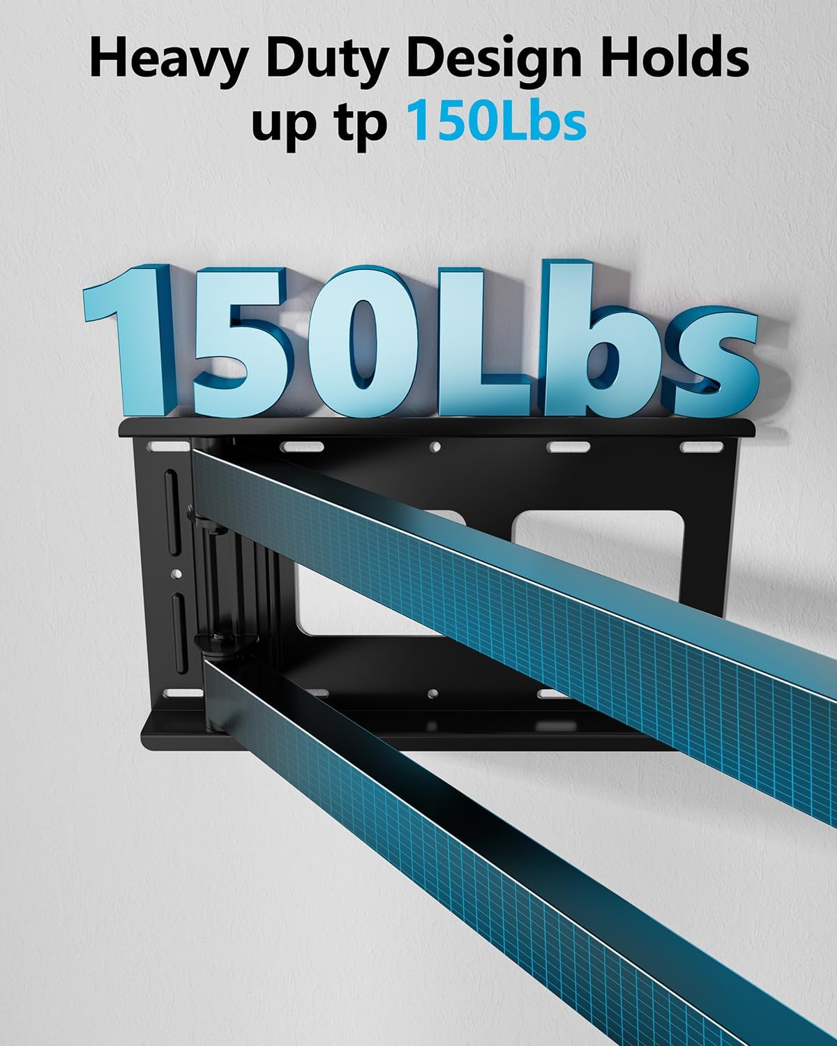 FORGING MOUNT Long Arm TV Wall Mount for 42-90 Inch TVs up to 150 lbs, 36 Inch Extension Full Motion Articulating Wall Mount with Height Setting, Swivel and Tilt, VESA 600x400mm, 8"/12"/16" Wood Studs