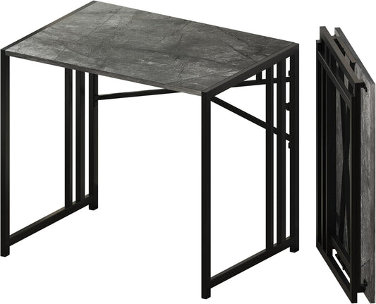Small Folding Computer Desk 32 inch, Writing Gaming Computer Desk for Small Spaces, No Assembly Required Office Desk, Grey