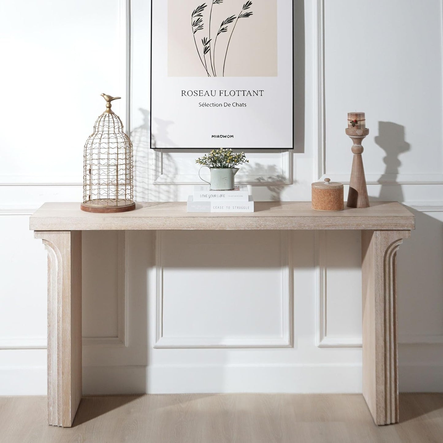 KEIKI Wood Entryway Console Table Behind Couch & Sofa, Modern Minimalist Style for Entrance, Hallway, Living Room, Natural