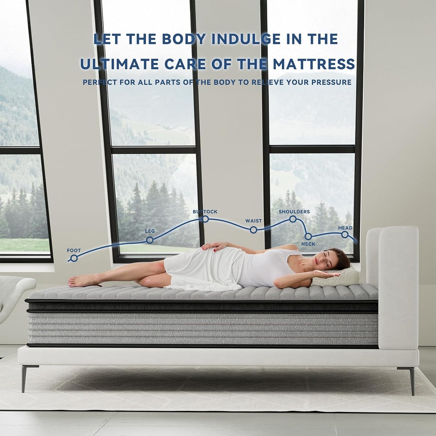 King Mattress 12inch in a Box, Memory Foam Hybrid Mattress with Pocket Springs and Zoned Support for Back & Lumbar Pressure Relief, Motion Isolation and Edge Support -CertiPUR-US(12 Inch,King)