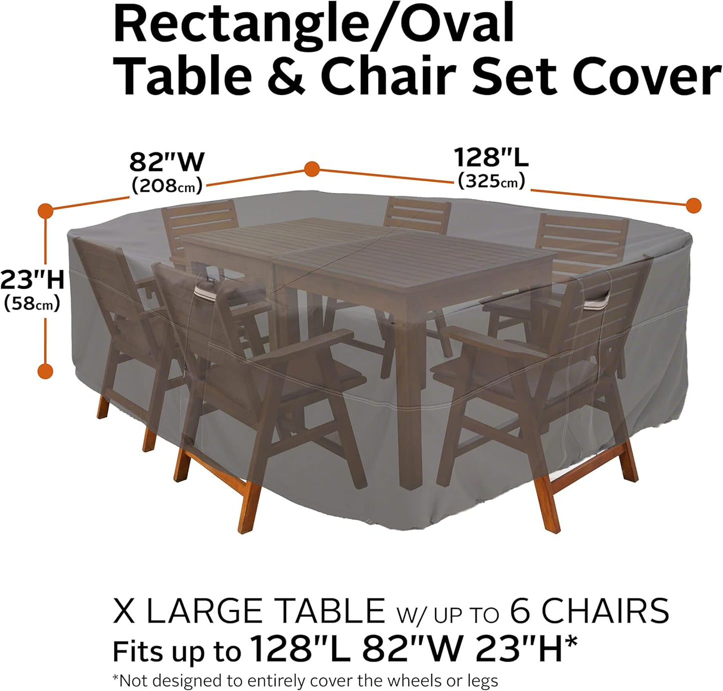 Classic Accessories Ravenna Water-Resistant 128 Inch Rectangular/Oval Patio Table & Chair Set Cover, Outdoor Table Cover