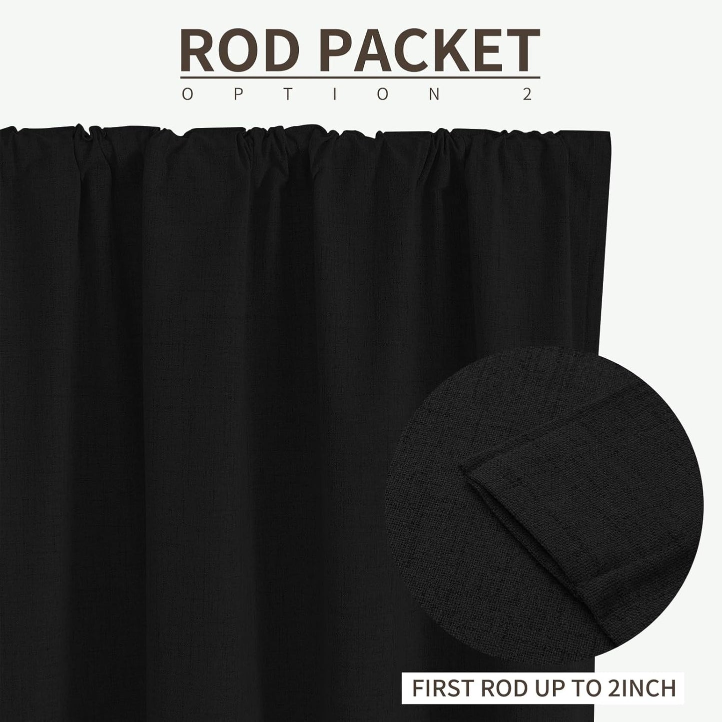 Joydeco Custom 100% Blackout Long Drapes for Bedroom Living Room Blackout Darkening Curtain Thermal Insulated Back tab Rod Pocket 1 Panel(Black,Custom Size)