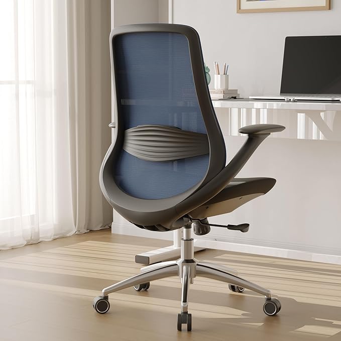 Ergonomic Mesh Office Chair, 330LBS Executive Desk Chair with Lumbar Support, 2D Armrests, Comfy Swivel Computer Task Chairs for Long Hours (Blue)