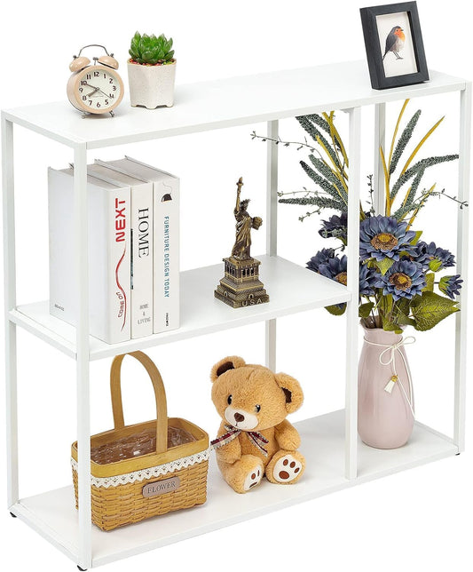 HDANI Console Table, Narrow Entryway Table, 3 Tier Metal Hallway Table, 9.8''Dx31.5''Wx29.7''H(White)