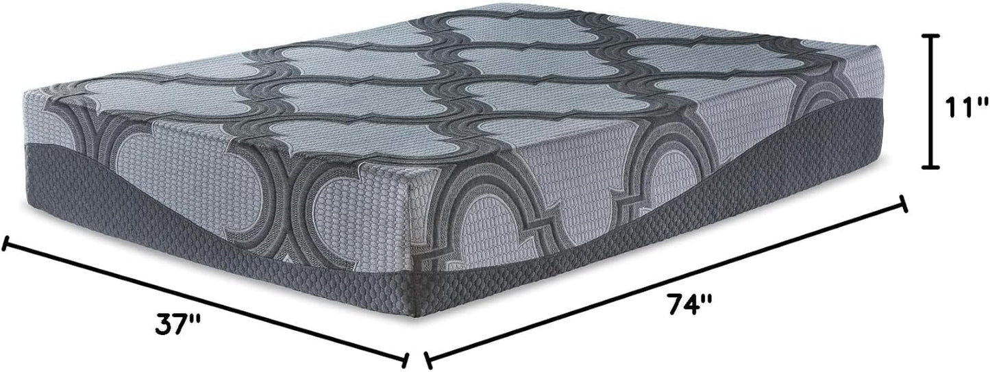 Signature Design by Ashley Twin Size 1100 11 Inch Hybrid Mattress with Support & Pressure Relief Cooling Gel Memory Foam, Fiberglass Free, Mattress In A Box