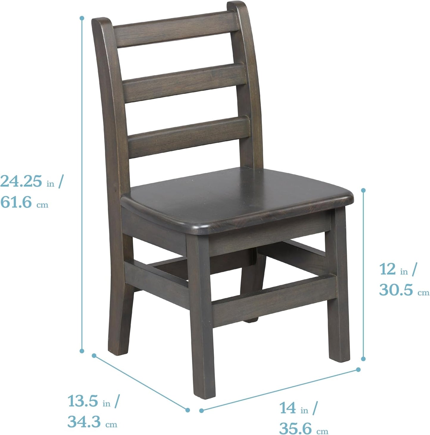 ECR4Kids 24in x 48in Rectangular Hardwood Table and Chair Set, 12in Seat Height, Kids Furniture, Grey Wash