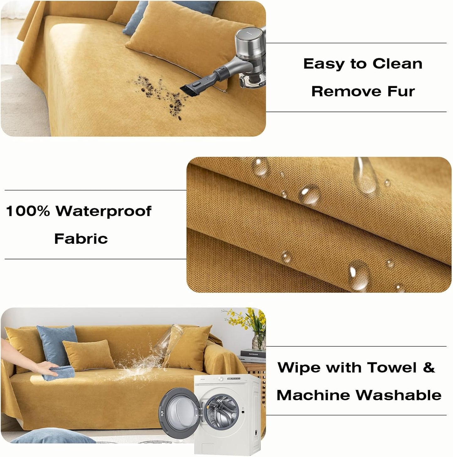 STACYPIK Waterproof Ginger Couch Cover for Sectional, Loveseat Covers, Futon Cover, L Shaped Cover, Anti-Cat Scratch Furniture Protector for 2 Cushion Couch，Washable Pets Protector Sofa Cover-71X71IN