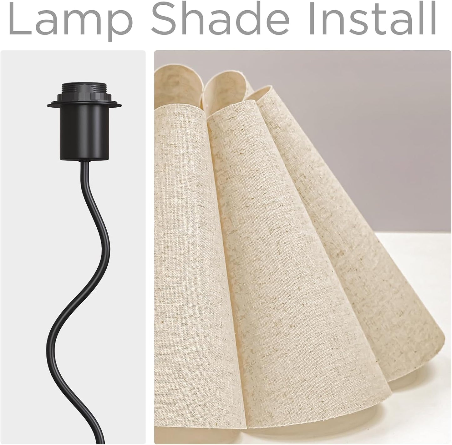 KUNJOULAM Small Table Lamp, Bedside Nightstand Lamp with Umbrella Form Fabric Lampshade Black Base, Morden Mini Desk Lamp for Bedroom Home Office Decor