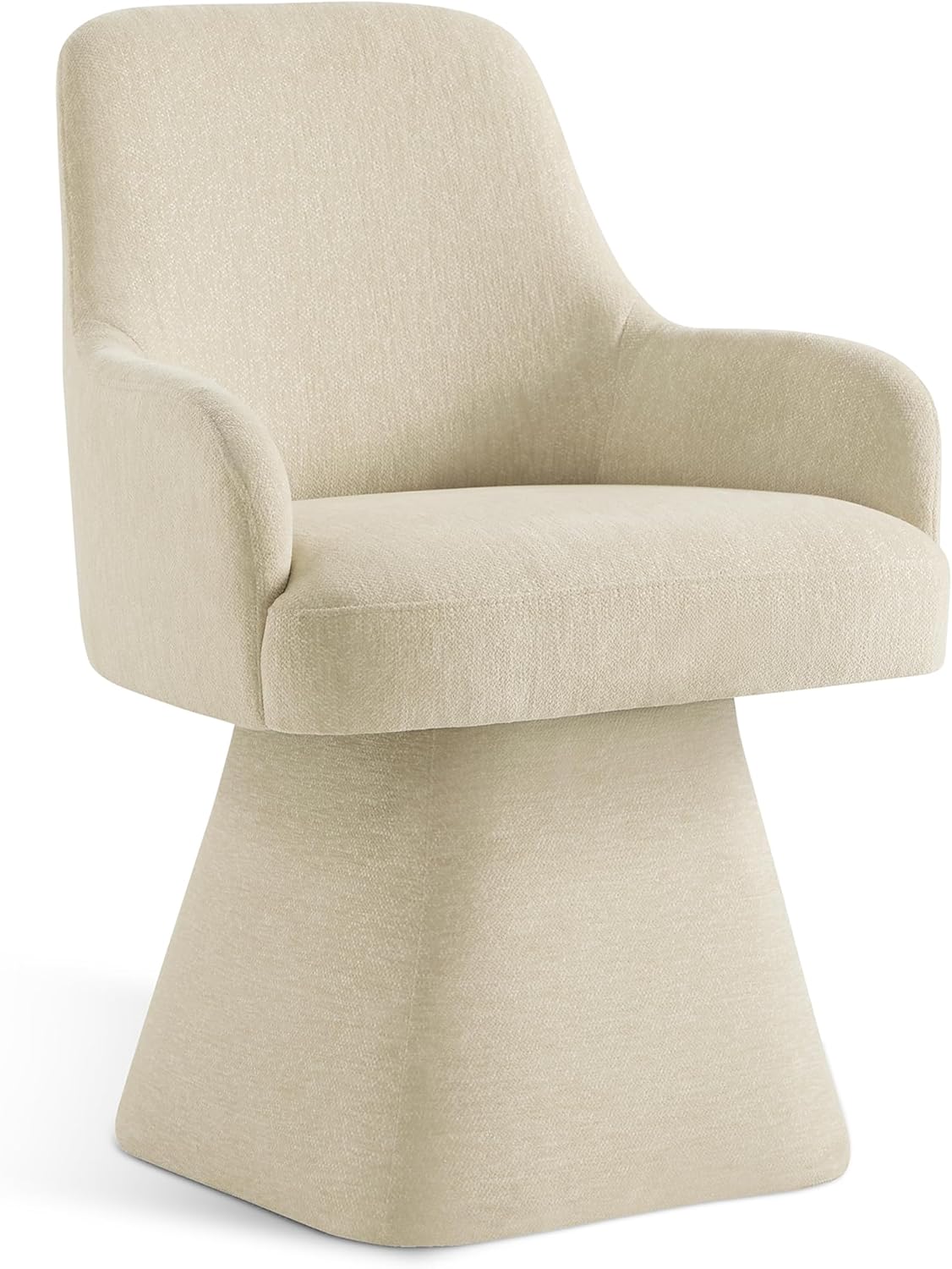 Swivel Dining Chairs Set of 2, Mid Century Modern Chairs Fabric Upholstered Armchair with Armrest & Ergonomic Backrest for Dining Room, Kitchen, Bedroom, Living Room, Sand, 2 Boxs