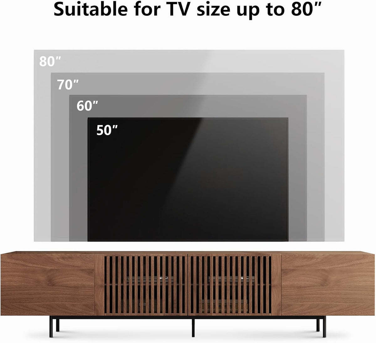 94.48" Mid Century Modern TV Stand for TVs up to 70"-90",Tv Console with 4 Storage Cabinets, Media Furniture for Living Room or Bedroom,Walnut