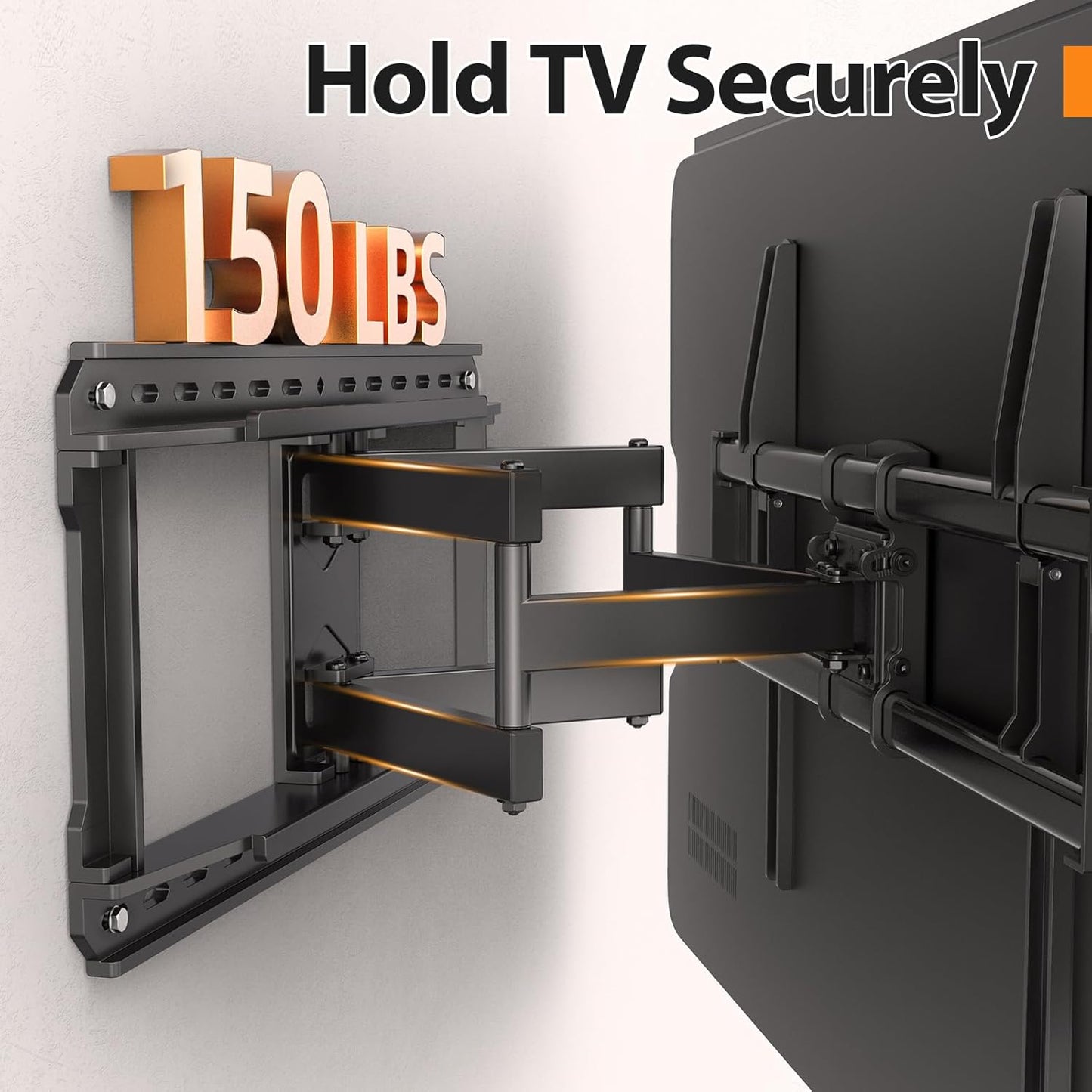 Full Motion 75 85 86 90'' TV Wall Mount Bracket, Loads 150 lbs Heavy Duty TV Mount, Swivel Tilt Extension Level, Complete Metal Bars & Wall Plate, up to 600x400mm VESA & 24'' Wood Studs