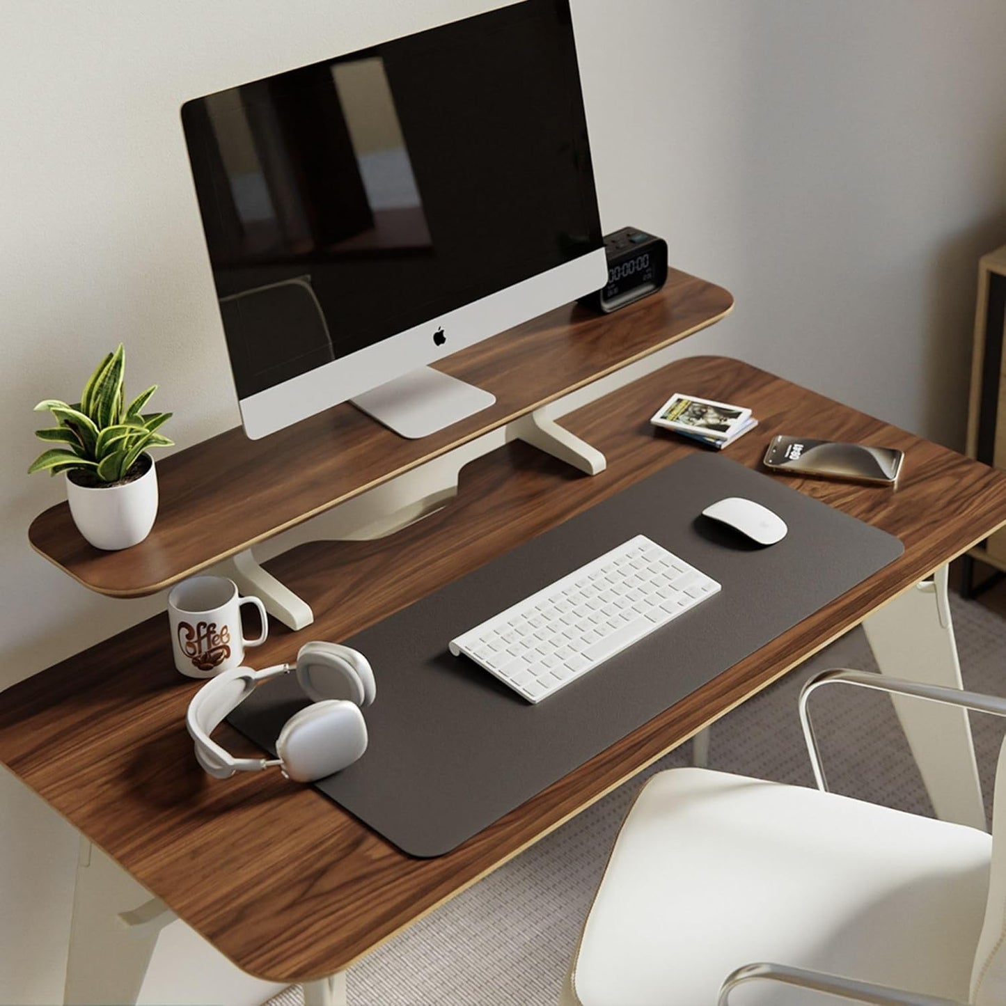 HOEK Office Desk Bundle, 47.5" x 23" - Modular Shelving, Storage Hook, Wall-Mountable Desk for Small Spaces & Work from Home Solutions - Easy Assembly Set Up & Compact Home Furniture (Birch/Black)