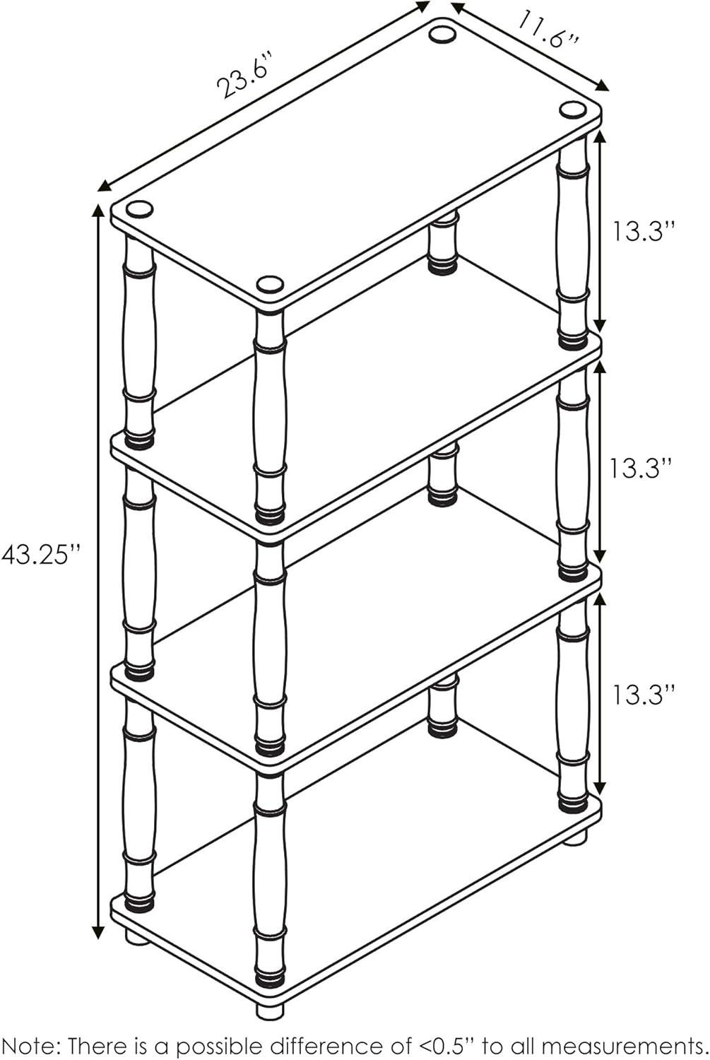 Furinno Turn-N-Tube 4-Tier Multipurpose Shelf Display Rack, Classic Tubes, Espresso/Black