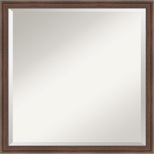 Amanti Art Brown Bathroom Mirror for Over Sink, 22x22 Florence Medium Brown Square Vanity Mirror, Medium Casual Frame, Hangs Horizonally and Vertically, Bathroom Wall Decor, Beveled Edge from WI, USA