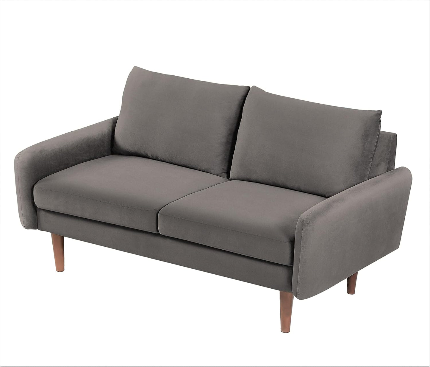 Container Furniture Direct Kent Velvet Loveseat Sofa for Modern Living Rooms and Compact Spaces, Comfy 2 Seater Couch Studio Apartment Furniture with Sleek Design, Grey