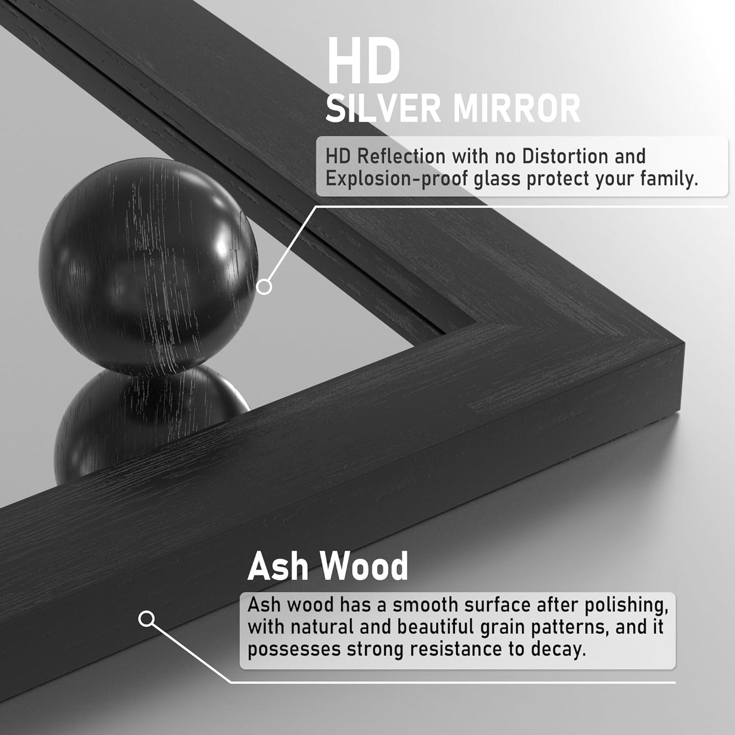 PAIHOME Black Farmhouse Mirror for Bathroom, 22x30INCH Wood Framed Rectangle Bathroom Mirrors for Vanity, Barn Door Style Mirrors Wall Mounted Dresser Decor Mirror Living Room Bedroom Vertical