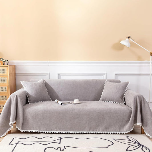HANDONTIME Couch Cover for Dogs Grey Sectional Couch Covers for 2 Cushion Couch Sofa Flower Cute Sofa Covers Machine Washable Easy Install Couch Blanket Cover Slip Covers for Sofas/Couches, 71" X118"