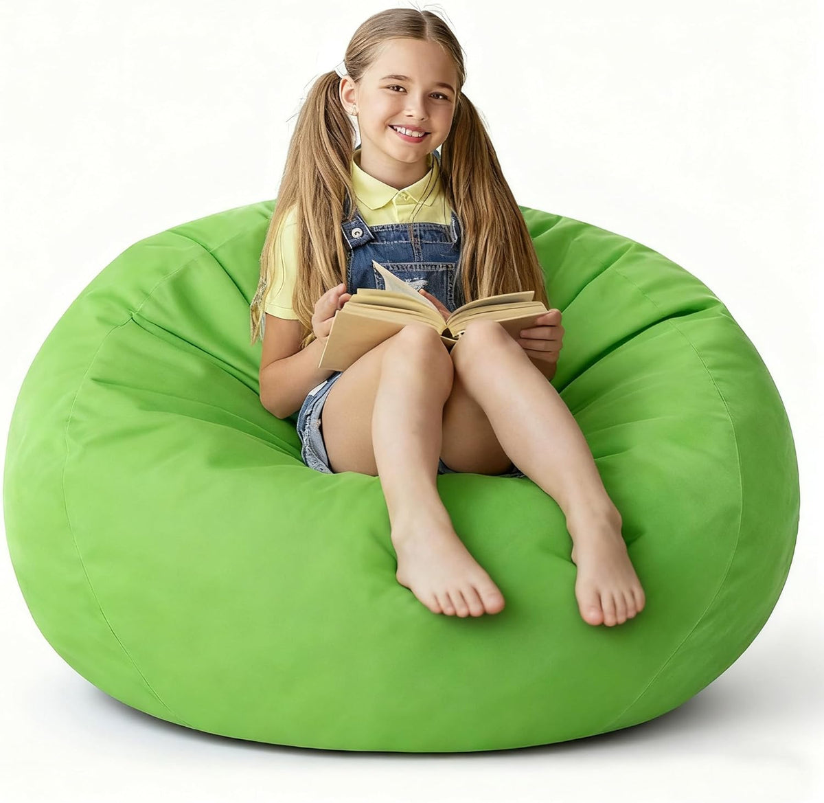 2FT Bean Bag Chair with Ultra Soft Velvet Cover Bean Bag Sofa with Memory Foam Bean Bag Chairs with Large Size Lazy Sofa for Dorm Office Living Room Bedroom Grass Green 2'