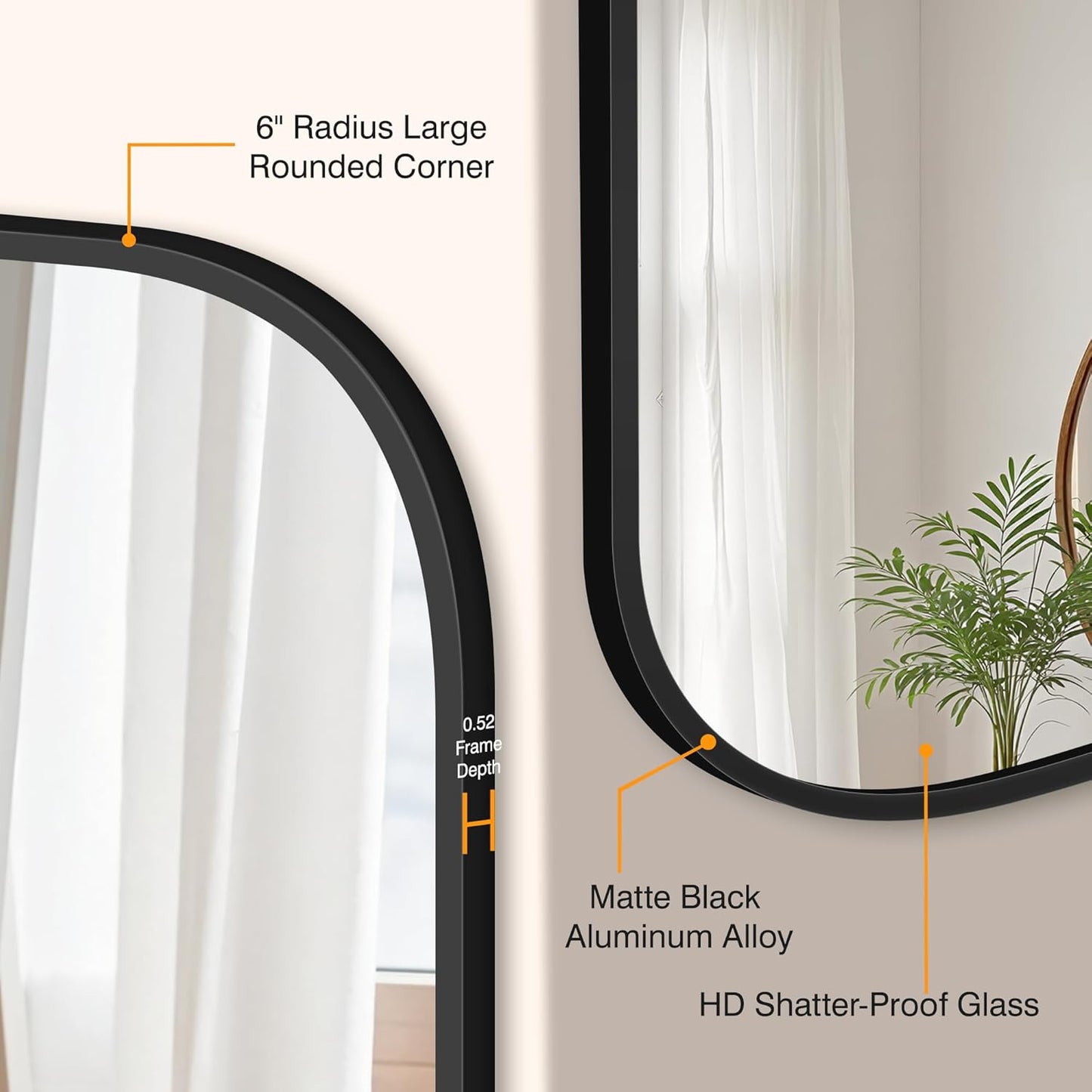 Bathroom Mirrors for Over Sink, 35x35 Vanity Squircle Mirror for Bathroom Sink, HD Shatterproof Square Wall Mirror for Bathroom Washroom Lavatory Restroom Metal Frame